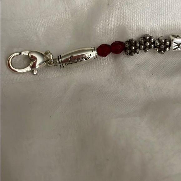 Brighton Red and Silver Beaded Bracelet with Heart Charm and love - Picture 3 of 7